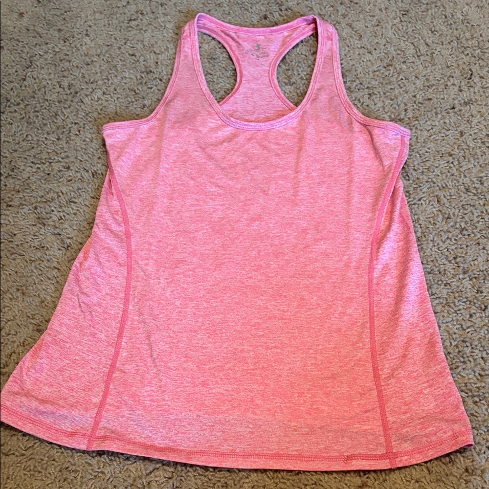 Icyzone - Women's Light Pink Racerback Tank With Dark Pink Stitching Size Medium